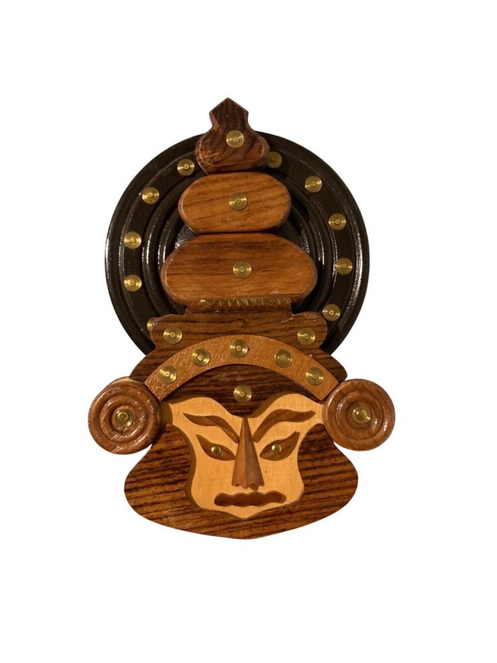 Vintage Kathakali Wall Hanging Wooden Tribal Mask Hindu Face Wall Plaque